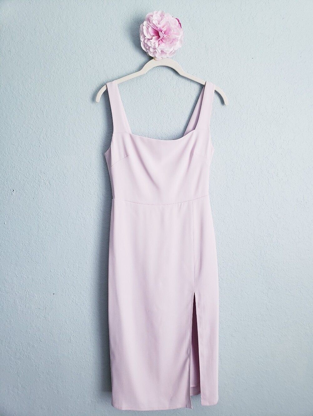 Artizia Babaton Pastel Lavender 90's Slit Square Neck Midi Dress